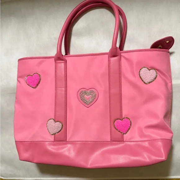 Stoney clover lane guava tote with custom patches nwot hearts - Picture 2 of 10